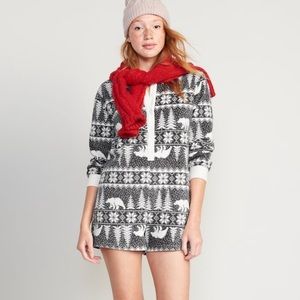 Old Navy Fleece Henley Pajama Romper